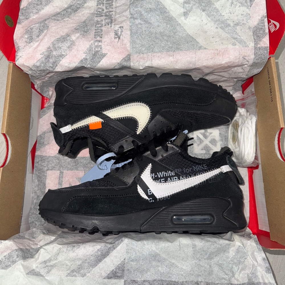 Size 7 men/8.5 women OFF-WHITE Nike air max 90 black